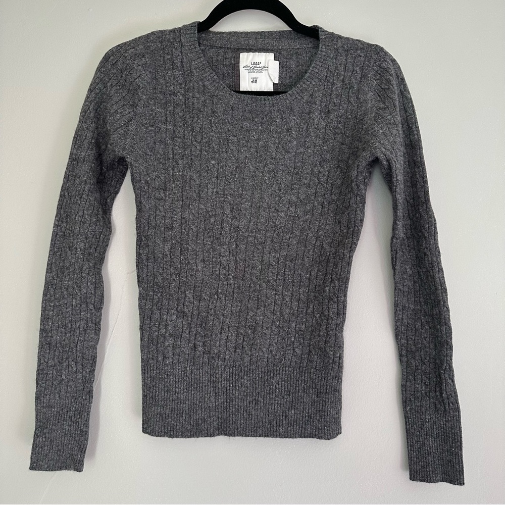 H&M L.O.G.G gray crewneck sweater wool blend size small
